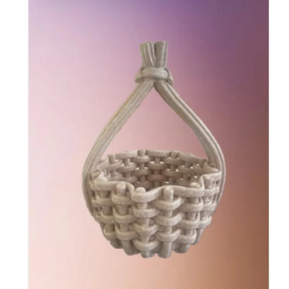 RARE FIND - Vintage Italian Porcelain Woven Basket with Braided Twisted Handle